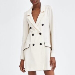 Zara Double Breasted White Blazer Jacket/ Mini Dress Women Size M